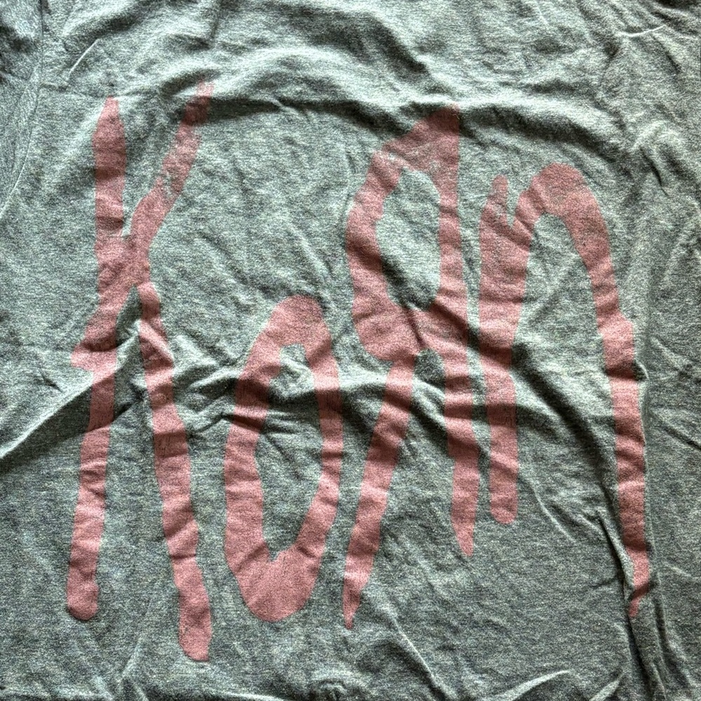 Korn Logo Graphic T-Shirt Green Distressed Nu Metal Band Tee (Medium, 2010s) - Picture 2 of 4